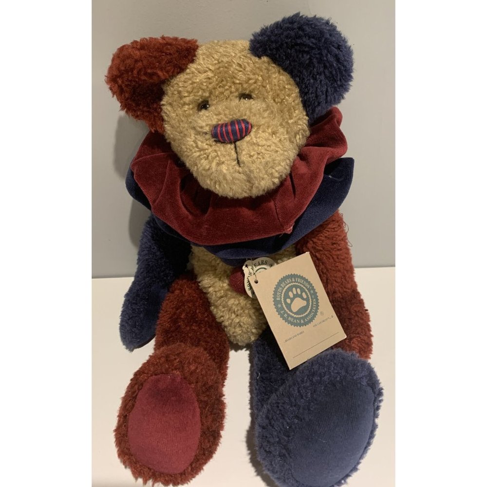 Boyds Bears 2000 Mr. Bojingles #91264 14” Plush Red, Beige & Blue Clown Bear NWT